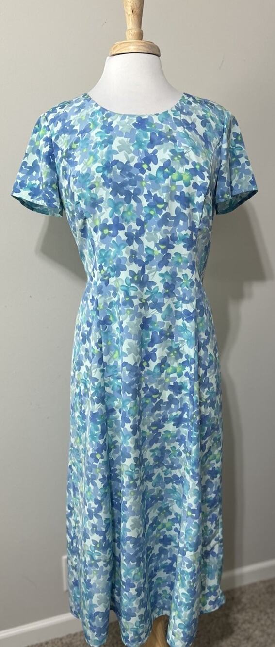 Koret Midi Dress Womens 10 Periwinkle Floral Romantic Cottagecore Summer Wedding